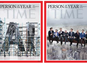 Revista Time elege 'Arquitetos da IA' como Pessoa do Ano 2025; capa gerada por IA mostra Musk, Zuckerberg, Huang, Sam Altman e outros reunidos sobre viga